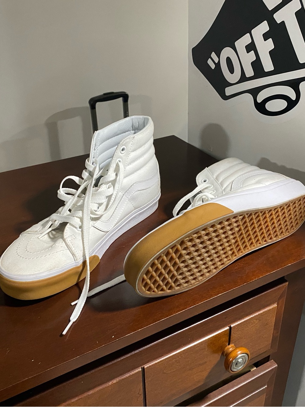 Women’s White High-Top Sneakers with Gum Sole